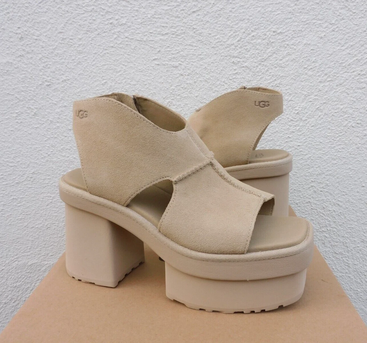 SANDALI STIVALI PLATFORM UGG SENAPE NEW HEIGHTS 4" DONNA US 8 5 EUR 39 5 ~NUOVI CON SCATOLA