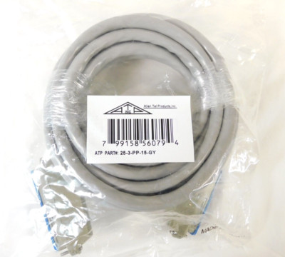 Allen Tel  25 Pair Cable Assembly -Two 90 Degree Male Plugs 15 ft. 25-3-PP-15-GY