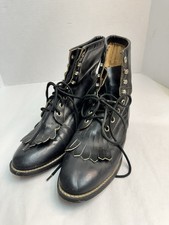 Vintage Justin Diamond J Women s Lace-Up Boots Sz 5.5B Black Leather Kiltie 506L