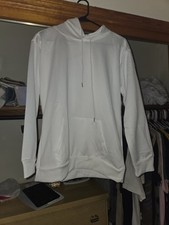 Sweatshirt, Women s White Hoodie, Small / Medium. New