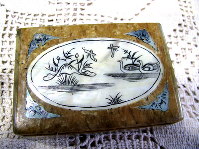 Small Ring or Trinket Box-Inlaid MOP-Quite Nice!!