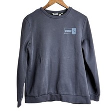 Women's Puma Navy Blue Pullover Cotton Blend Pullover Sweatshirt - Size Medium