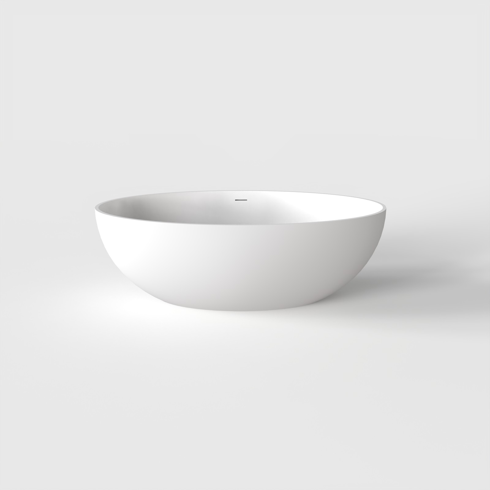 67" Solid Surface Freestanding Bathtub Oval Soaking Tub W/Overflow  Pop-up Drain