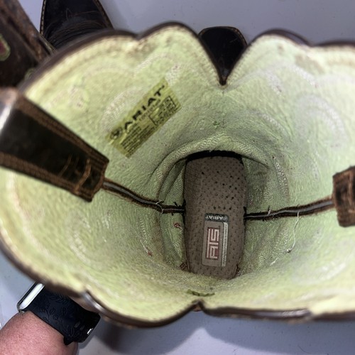 Botas Vaqueras Ariat Talla 7B Mujer Legend Aviadas Cuero Marrón Puntera Cuadrada - Imagen 12 de 16