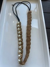 NWT Deepa Gurnani Brown Gold Pearl Hair Accessory One Size