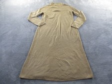 Talbots Dress Womens Large Beige Ribbed Knit Sweater Henley Midi Long Sleeve