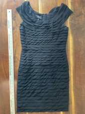 dressbarn Sheath Dress Black Layered Boat Neck Sleeveless Zip Accent Size 8