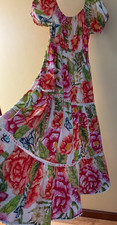 FARM RIO LONG TIERED DRESS COTTON IN VIBRRANT FLORAL BUTTERFLY PRINT S RUNS M
