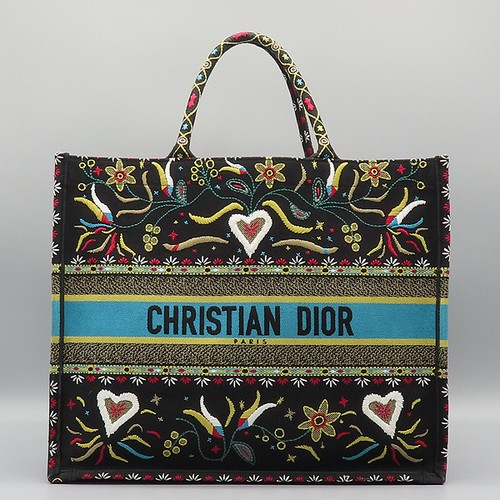 Dior M1286ZRFS_M88 Multicolor Embroidered Book Tote Large Fabric Tote Bag