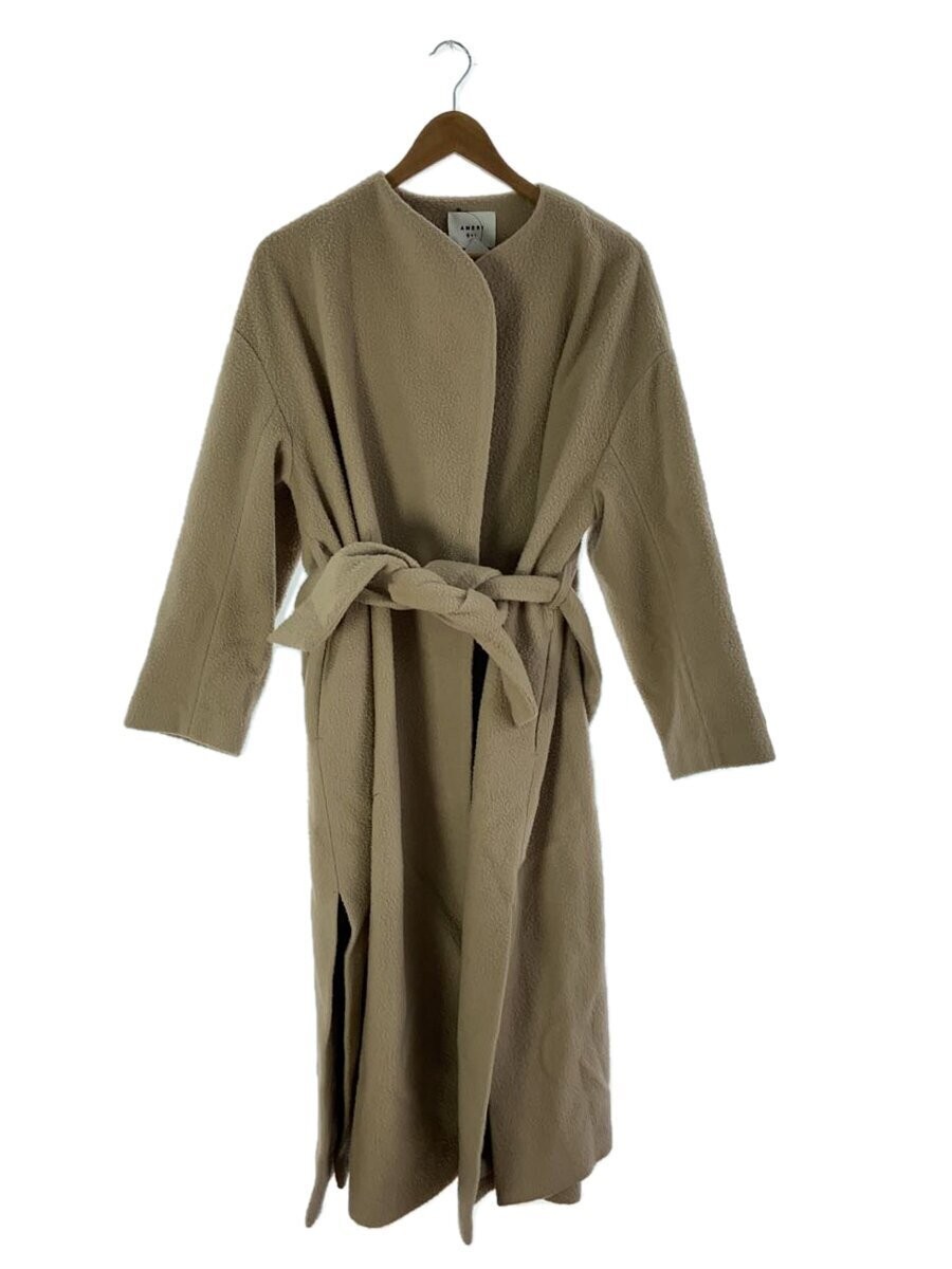 AMERI Elephant Collar Cozy Wool Coat S Beige Plai… - image 1