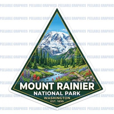 Mount Rainier National Park Tri Shape Vinyl Decal Sticker Travel Souvenir A