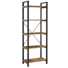 Bookshelf, 5-Tier Book Shelf, 110 lbs/Shelf Vintage Industrial Style Bookshel...