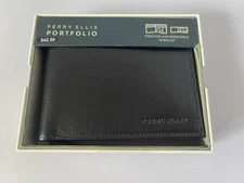 Perry Ellis Portfolio Men's Passcase with Removable ID Wallet Black NWT