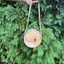 ANTIQUE WOODEN VESSEL KEG WATER CANTEEN WROUGHT IRON BANDED VTG RUSTIC DECOR