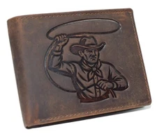 Cowboy Lasso Men's Wallet Western Bifold RFID Blocking Distressed Leather Wallet