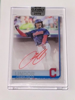 2019 Topps Clearly Authentic Autographs Francisco Lindor Red Ink on card Auto
