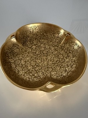 Vintage Pickard Gold Encrusted China #220 Rose And Daisy Bon Bon