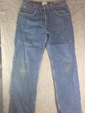 Tyndale FR Denim Jeans 34x33 Blue Flame Fire Resistant Workwear USA Distressed