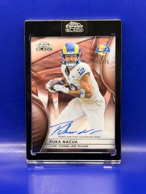 2025 Topps Chrome Black Puka Nacua Rose Gold Enased on Card Auto Bookend 15/15