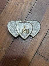 Three Hearts Vtg Montana Silversmiths Belt Buckle
