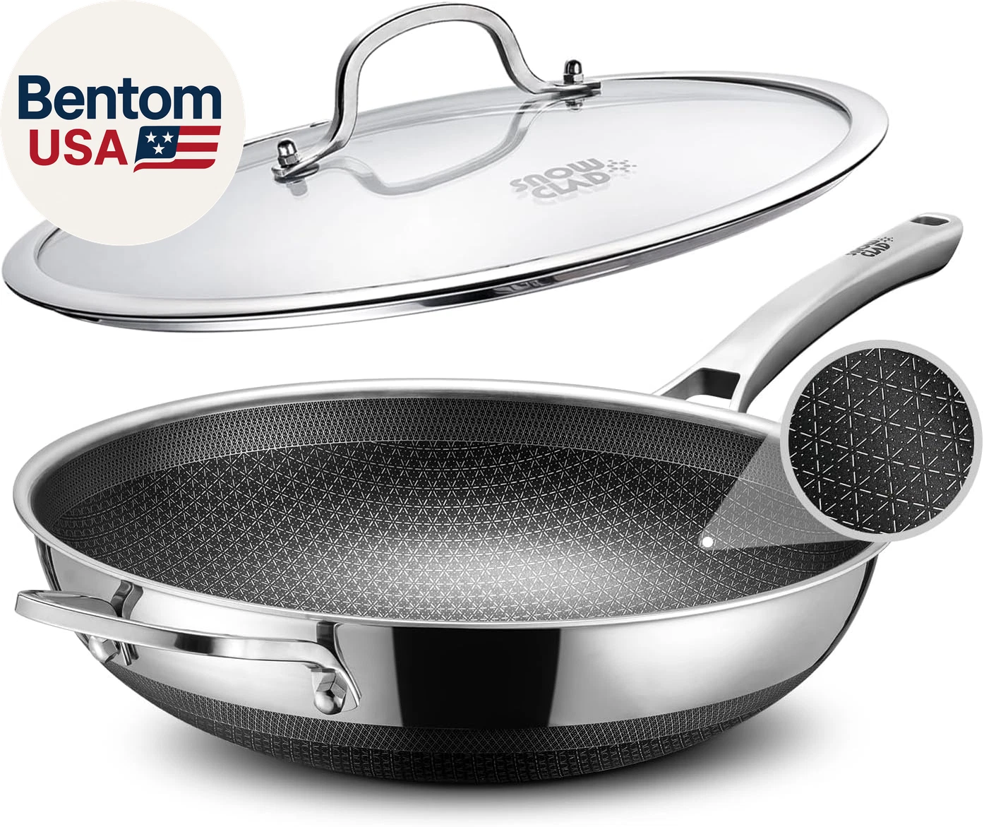 Wok, 13 Inch Hybrid Woks & Stir-Fry Pans Nonstick, Non Toxic Stainless Steel Wok
Opens in a new wind