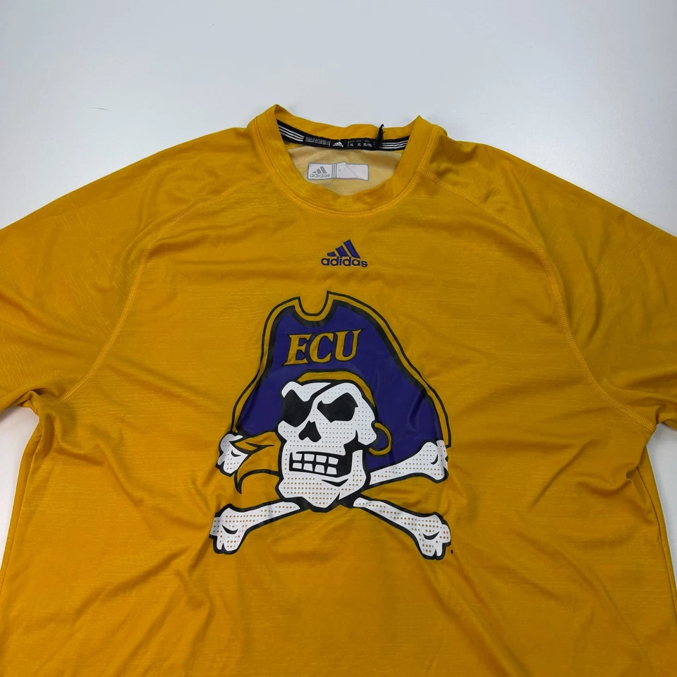 Adidas ECU Pirates Shirt Mens Extra Large XL Yellow Crew Neck Lightweight NCAA - Image 2 of 4