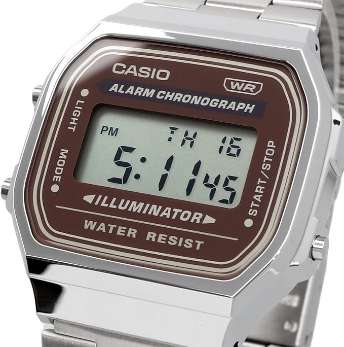 Casio A168 Digital Watch Gold Argyle Face Retro Style From Japan