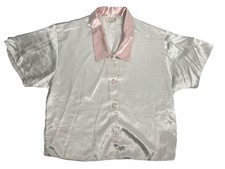 Vintage Victoria  s Secret Pink White Satin Sleep Top Gold Label Women  s Sz Small