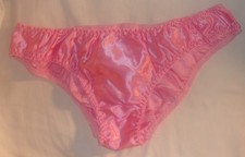 HOT NEW PINK SATIN LOW RISE BIKINI PANTIES SIZE LARGE