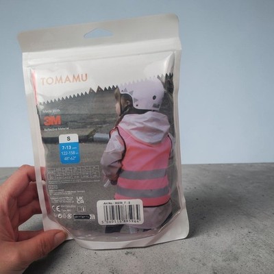 TOMAMU Kids High Visibility Safety Vest Pink 3M Reflective Size S 7-13 Years