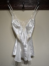 Vintage 90s Victoria  s Secret White Satin Bridal Chemise Negligee Nightgown S