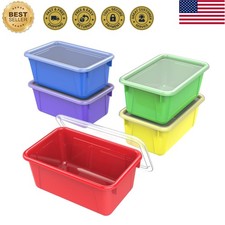 Small Cubby Bins   Plastic Storage Containers for Classroom with Non-Snap Lid...