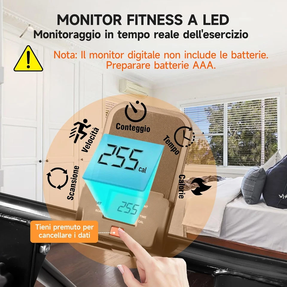 Stair Stepper Fitness, Stepper Verticale Pieghevole Con Display LCD, Attrezzo Pr - Immagine 4 di 4