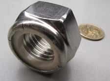 18-8 Stainless RH Hex Lock Nut, 1"-8 x 1 7/64 W x 1 3/64" H, 2 Pcs