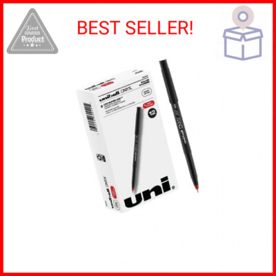 Uniball Onyx Rollerball Stick Pen 12 Pack, 0.5mm Micro Red Pens, Gel Ink Pens | 