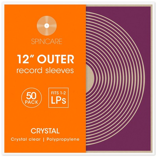 50x 12" SPINCARE Crystal Clear Outer Vinyl Record Sleeves - For 1-3 12 Inch LPs - 第 1/5 張圖片