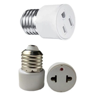 NEW Light Socket to Plug Adapter 3 Prong E26/ E27 Light Bulb Outlet Adapter