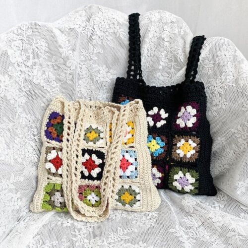 Leisure Handmade Crochet Weaving Bag Summer Grid Shoulder Bag Shoulder Bag - Picture 4 of 11