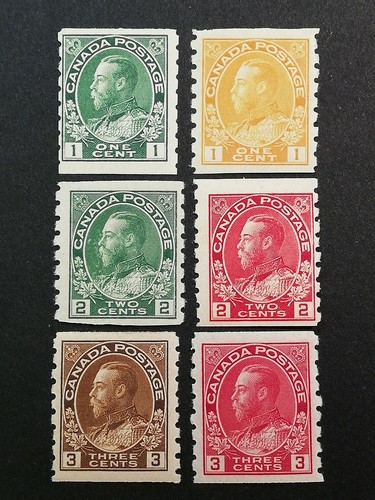 Canadian Stamps -- Canada 1912-1924 King George Perf8 125-130 (SCOTT 238.50 USD)