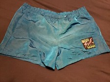 Rare Blue Neon 80s Vtg Surf Style Swim Shorts Sz Small Drawstring