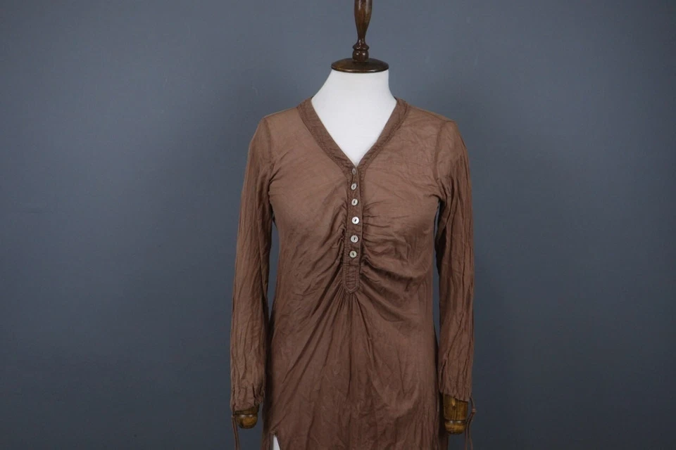 Nolita Denimes Brown Long Sleeve Button Front Long Maxi Dress Size 44 - image 2 of 4