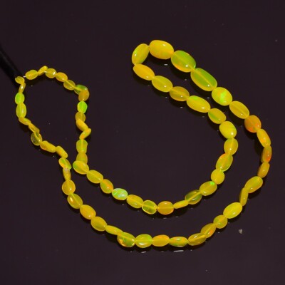 30.95 Ct. Natural Ethiopian Opal Oval Smooth Gemstone String 16'' A-1840