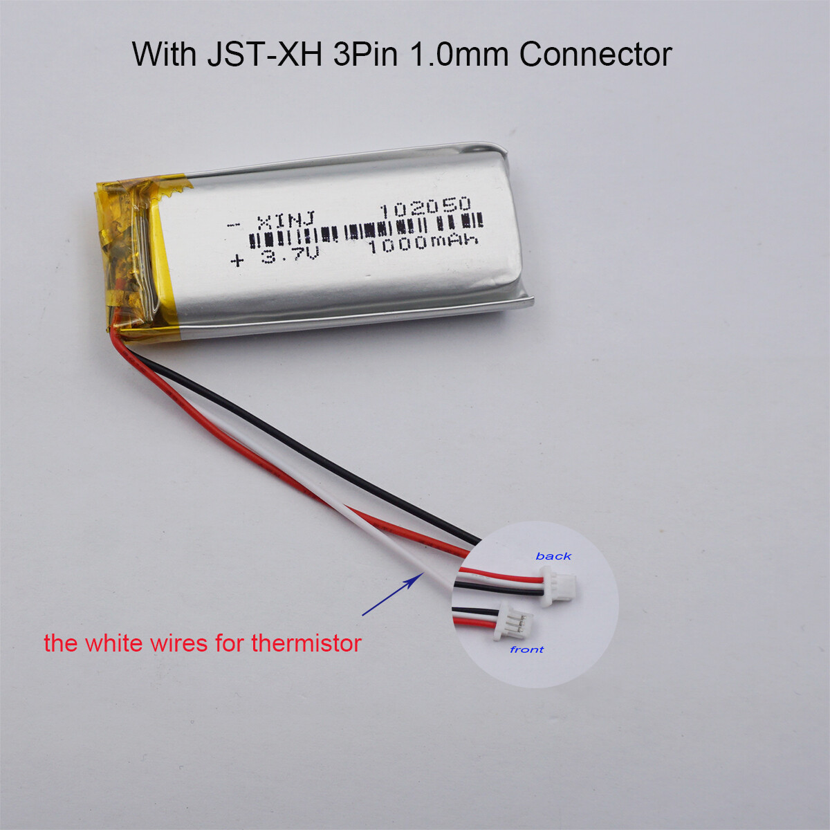 Buy 3.7V 1000mAh 3.7Wh Lipo Li Battery 102050 3Pin 1.0mm For GPS