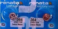 364 RENATA WATCH SR621SW BATTERY (2 piece) FREE SHIPPING Authorized Seller 