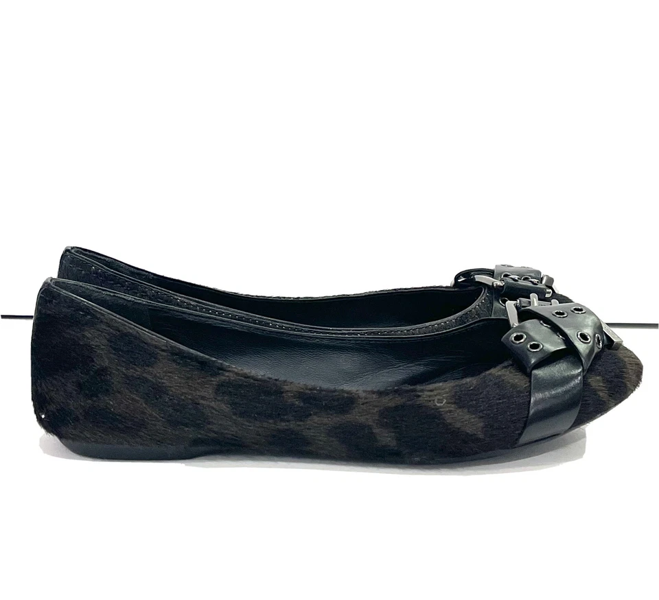 Brian Atwood animal print calf hair flats shoes womens size 6/36 Foto 3 de 4