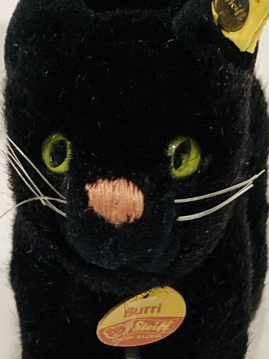 【希少】Steiff シュタイフ Burri Tom Cat 1496/10 Steiff Black Cat VTG 1950s Germany All Tags 1496.10