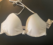 NWT 30.00 Shade Shore White Lightly Padded Shiny Underwire Bikini Top Sz 36B