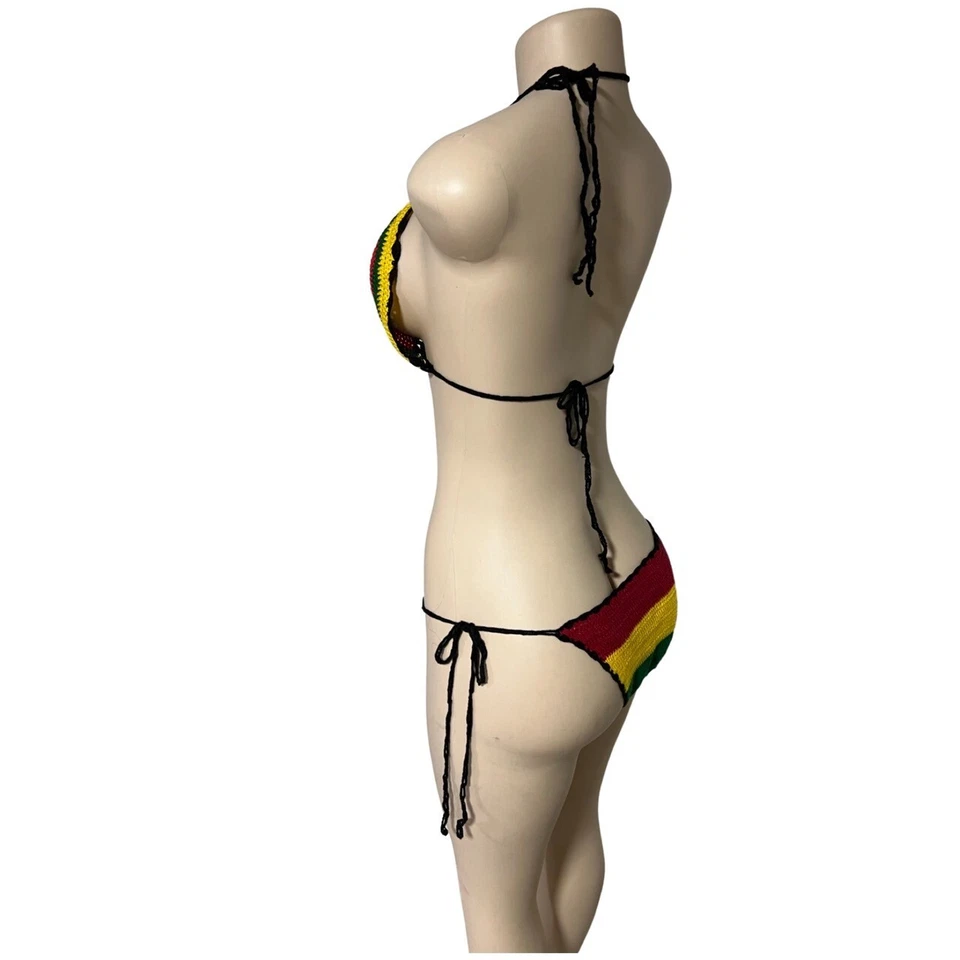 Bikini Reggae Jamaicano Rasta Crochet (Conjunto) Traje de baño Verano Playa. 100% hecho a mano Foto 4 de 4