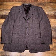 Stafford Tweed Blazer 44 Short Gray Wool Cashmere Sport Coat