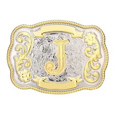 Belt Buckle Men Western Cowboy Cowgirl Rodeo Vintage Initial Letter ABCDMRJ t...